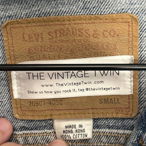 Vintage LEVIS 70507 Denim Trucker Jacket Small Cropped Distressed Vintage Twin - Picture 2 of 5